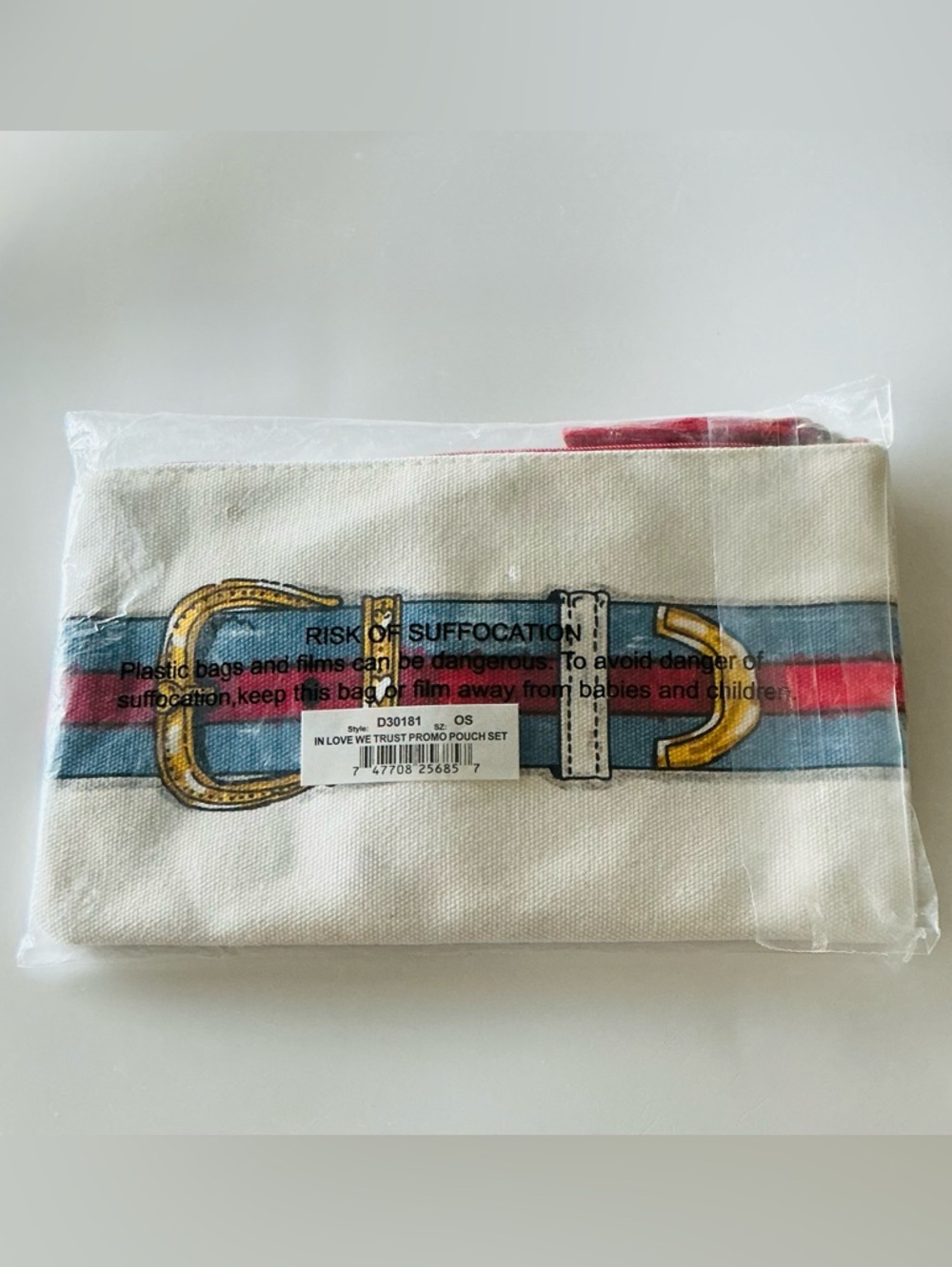 BRIGHTON, IN LOVE WE TRUST, Heart Stripe Zipper Pouch Set of 2 by Tom Clancy NWT - Picture 9 of 9